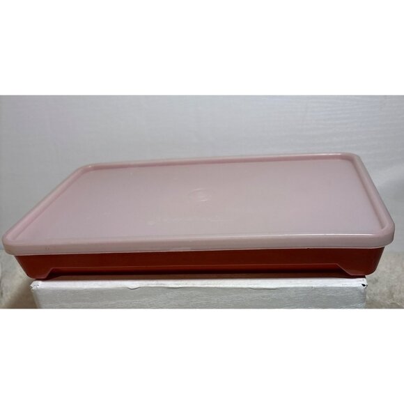 Vintage Tupperware 1292-3 Hot Dog Bacon Deli Meat Keeper w/ Lid Paprika Red - Picture 5 of 11